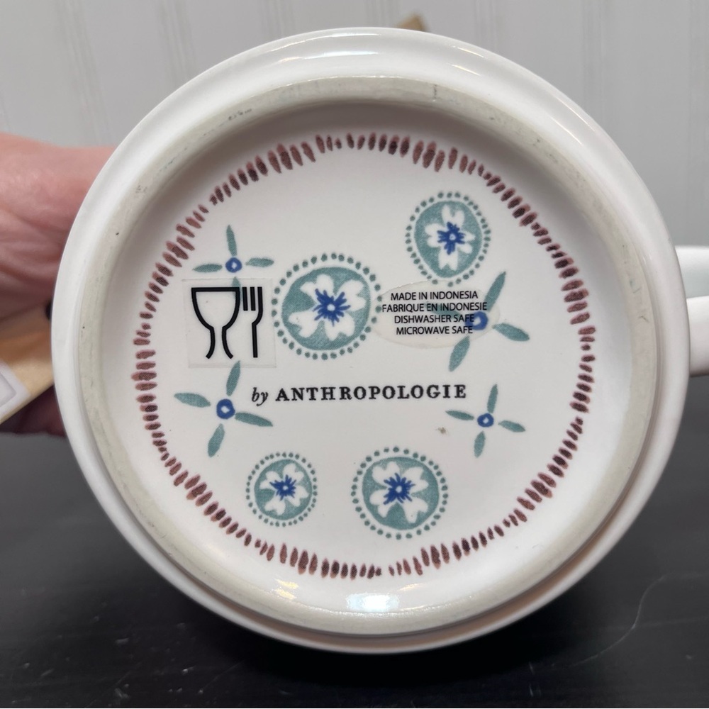 Anthropologie Monogram H Mug Oscar Wilde Quote Quill & Quaver Pattern Initial”H” - Picture 6 of 12